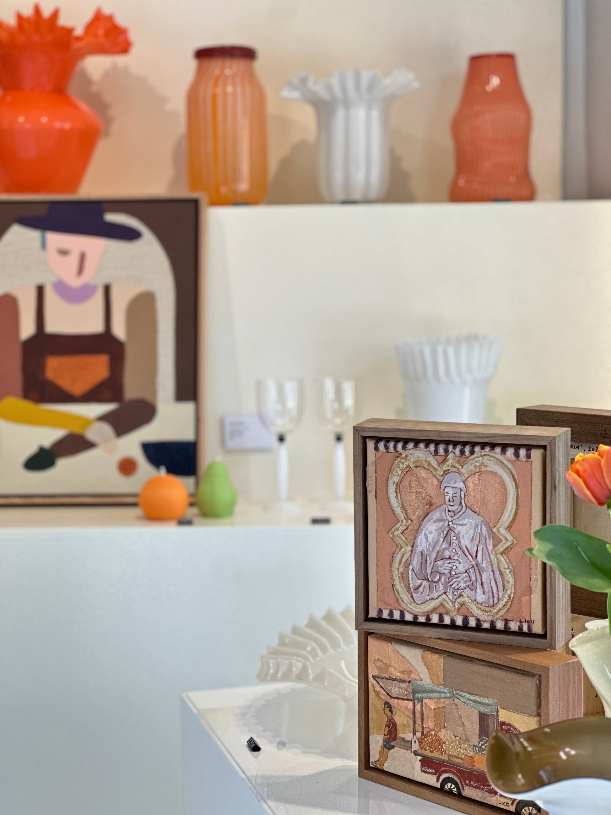 Andrea Sculpture Framed painting of architect by Marissa Lico