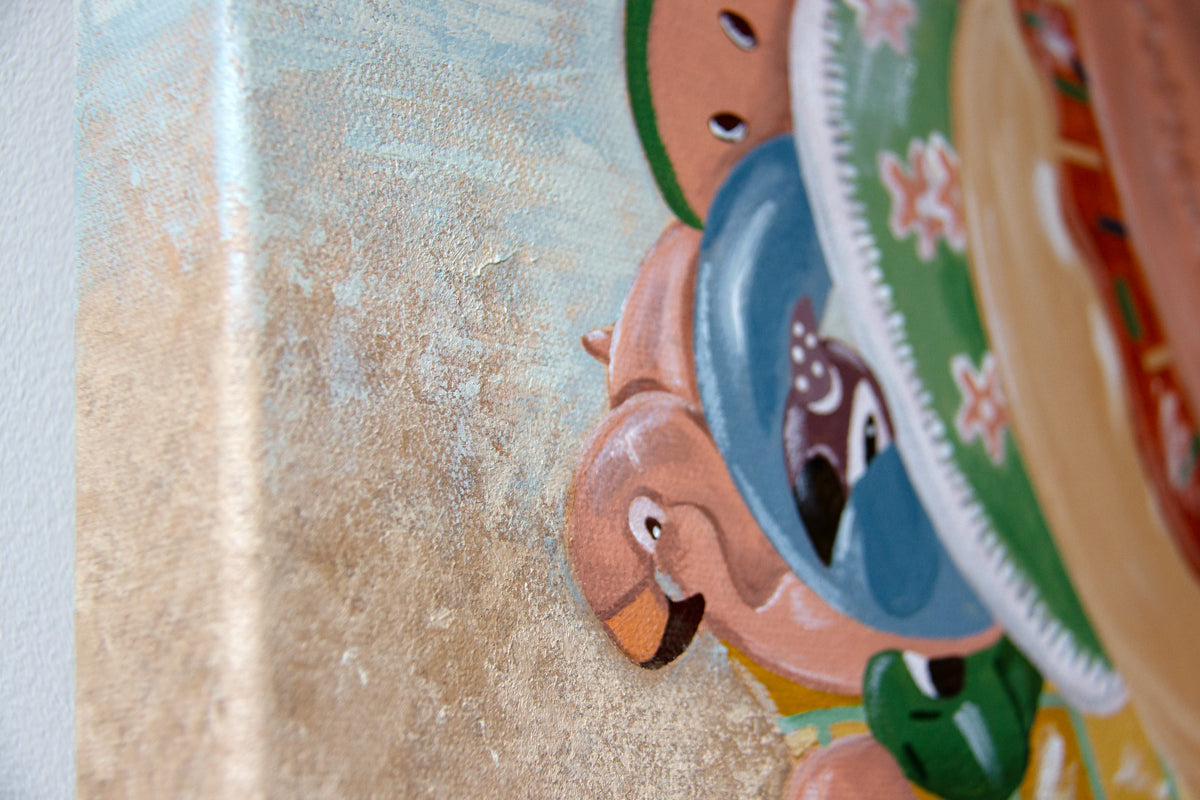 Beach Games Painting of toys Cefalu beach Sicily by Marissa Lico