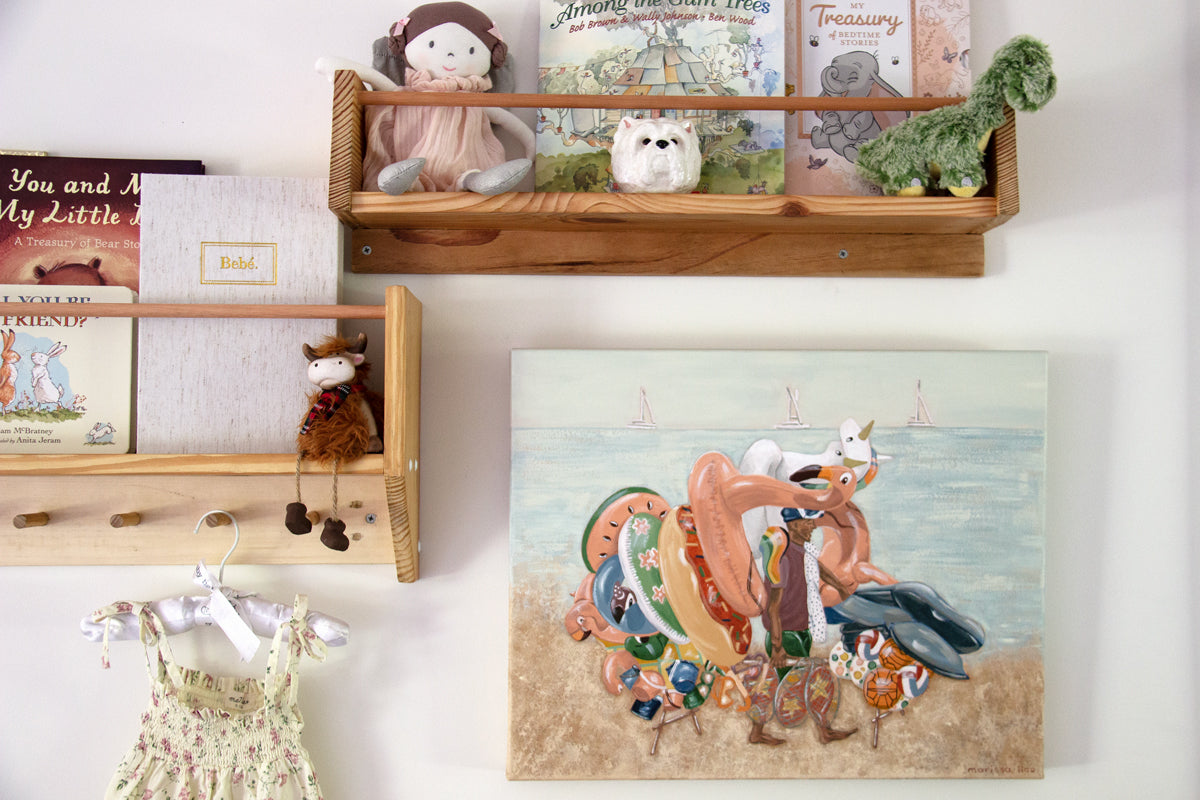 Beach Games Painting of Cefalu beach Sicily artwork by Marissa Lico