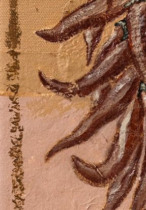 Chillies fine art print by Marissa Lico. Close-up of dried chili peppers on a textured canvas surface.