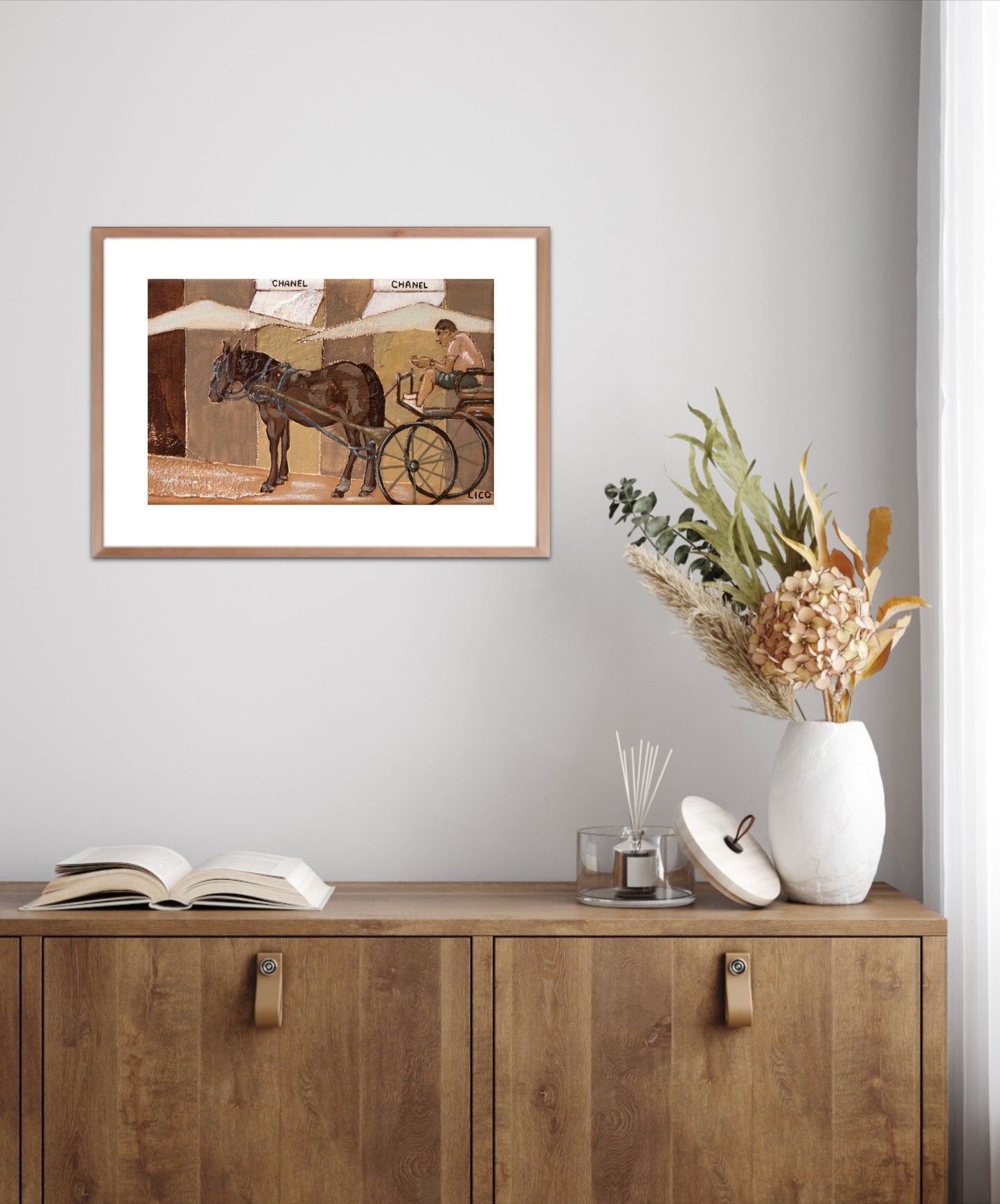 Horse Chanel wall art print framed by Marissa Lico