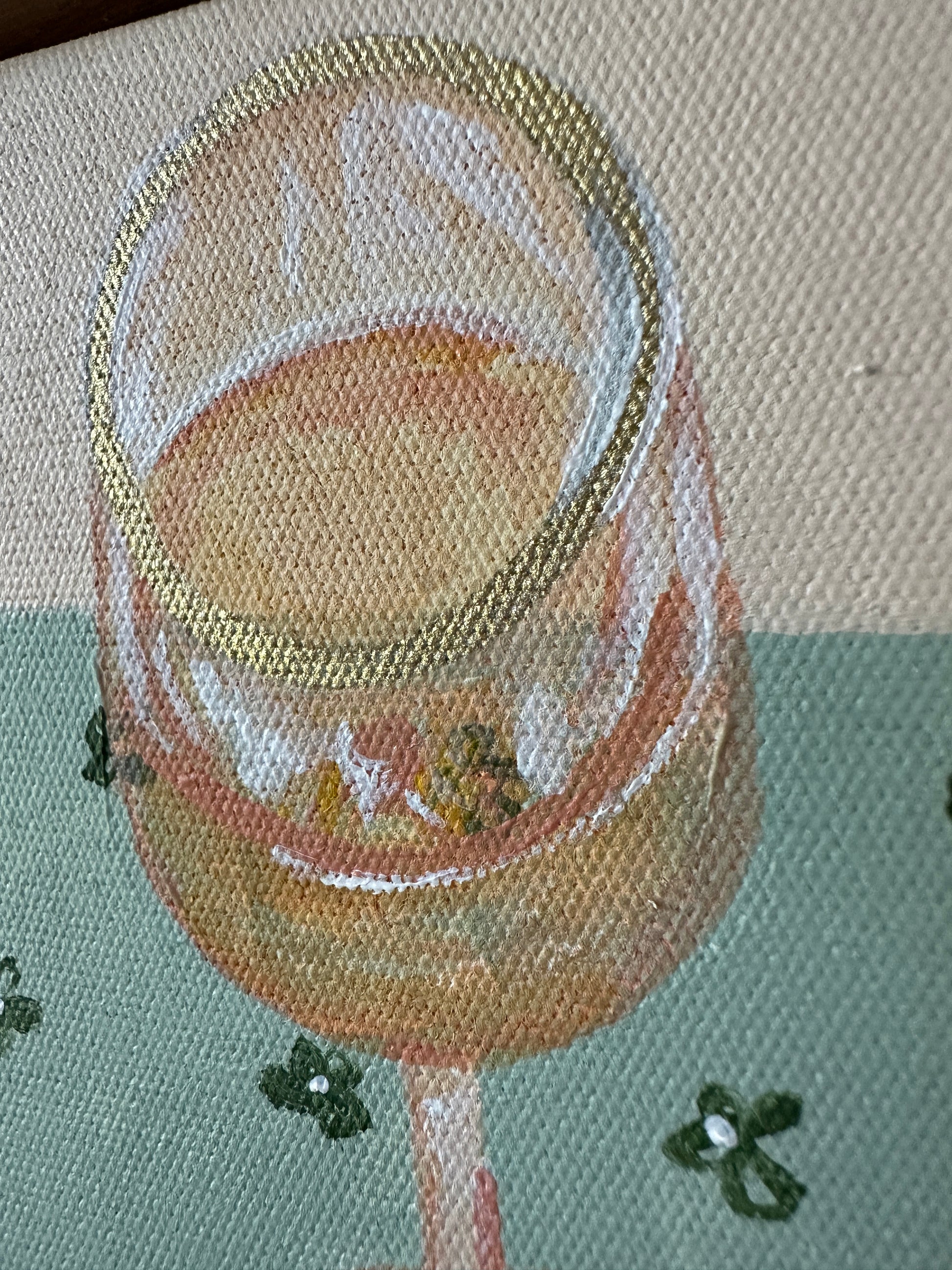 Domenica original painting by Marissa Lico. Wine glass with rose vino.
