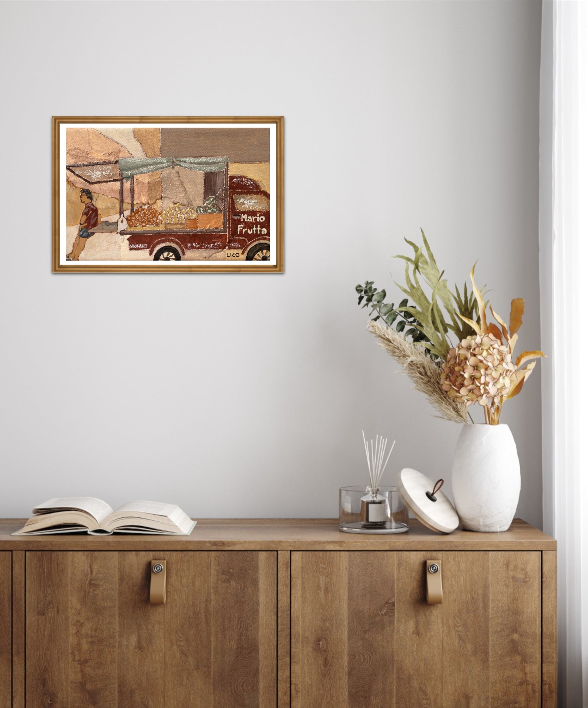 Mario's Fruit Framed Fine Art Print of Italian fruit truck by Marissa Lico