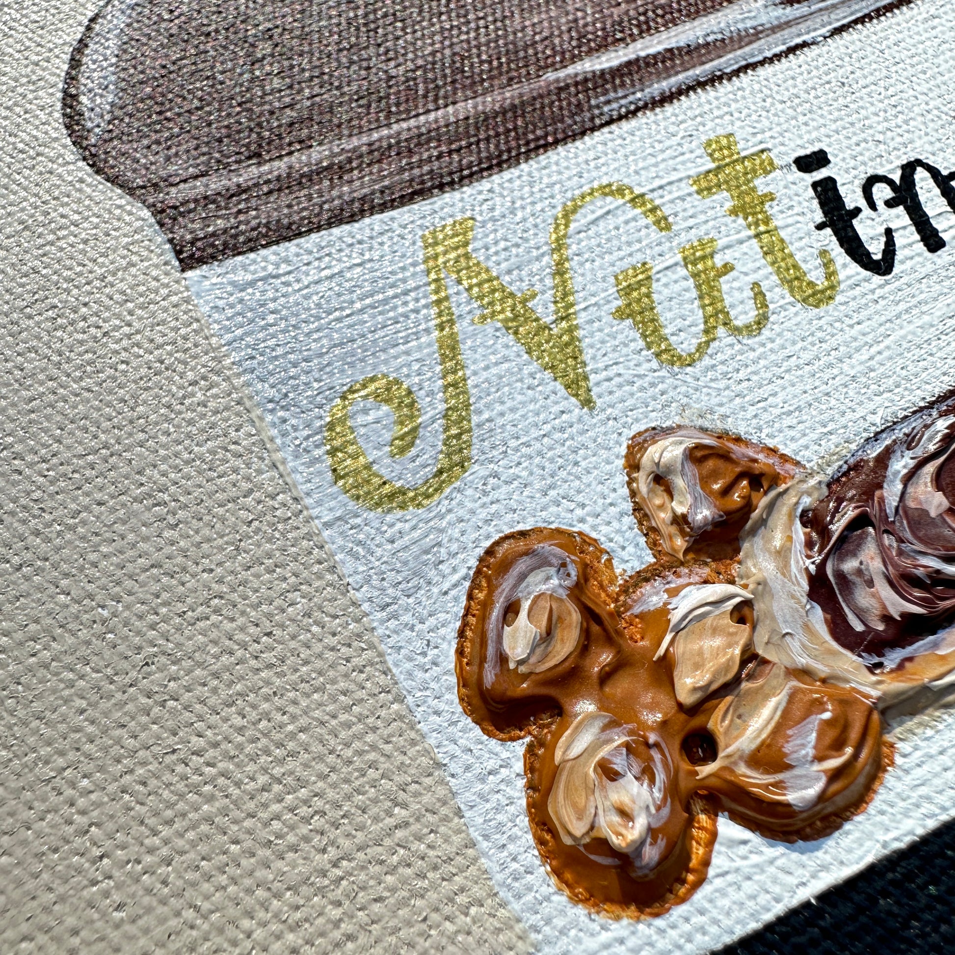 Nutino art print by Marissa Lico. Close up of texture of painting.