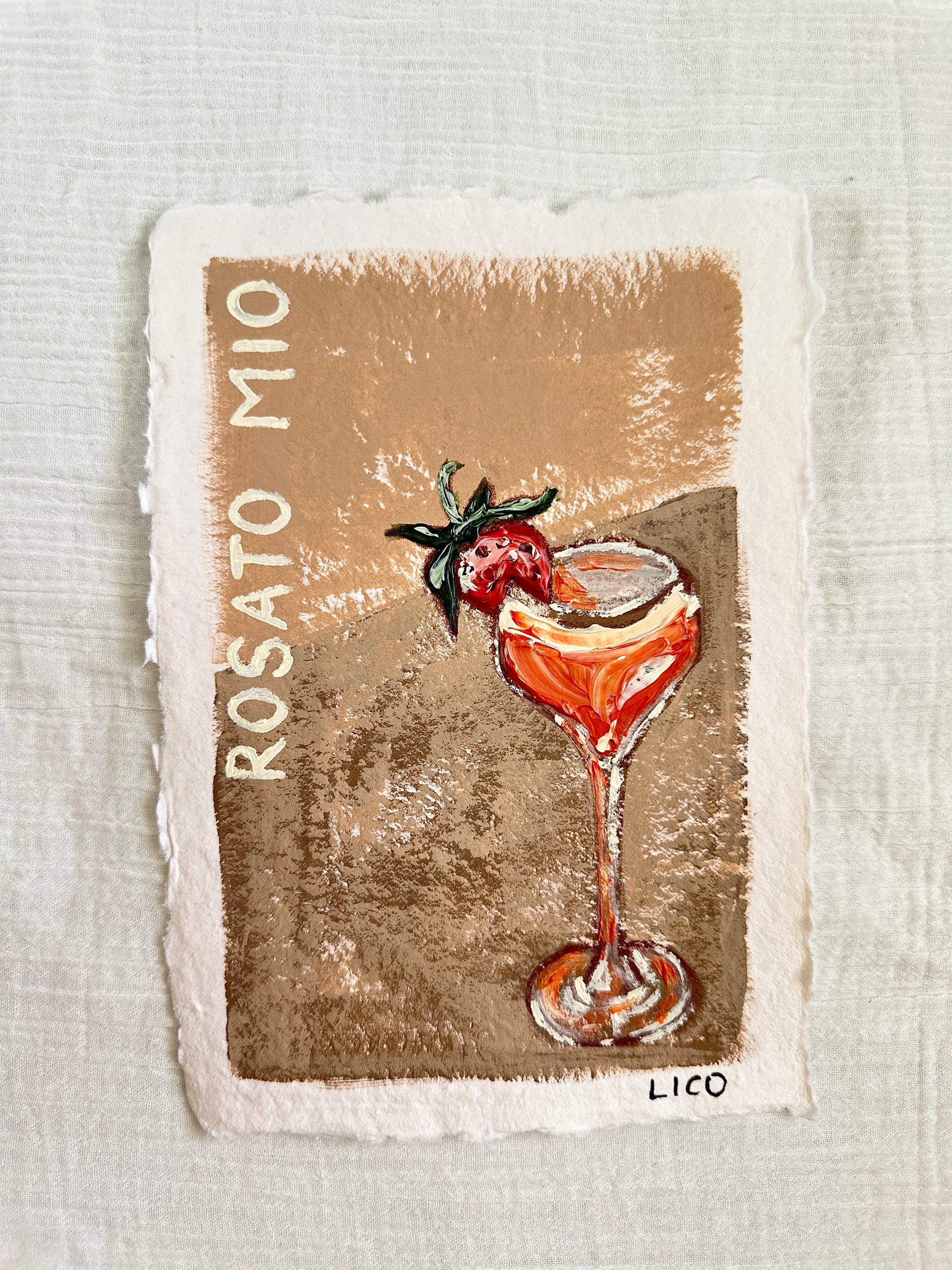 Rosato Mio painting of rose wine cocktail by Marissa Lico