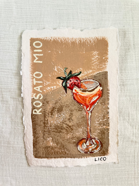 Rosato Mio painting of rose wine cocktail by Marissa Lico