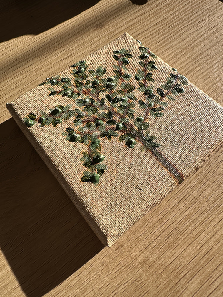 Ulivo original painting of olive tree by Marissa Lico. Small painted tree on a canvas surface