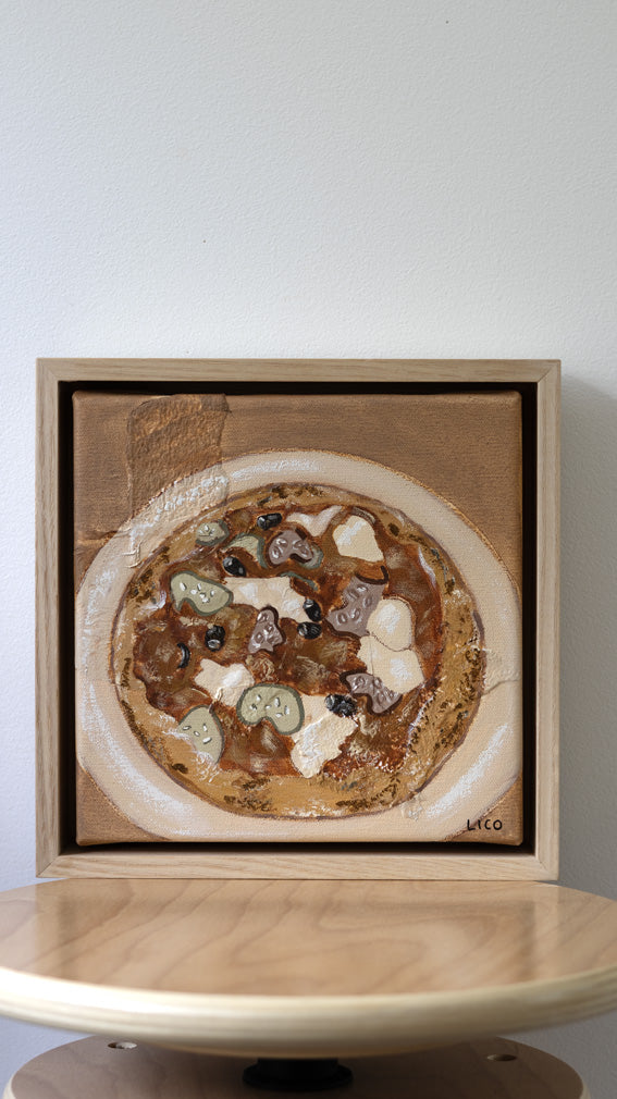 When In Italy framed painting of pizza in Florence by Marissa Lico