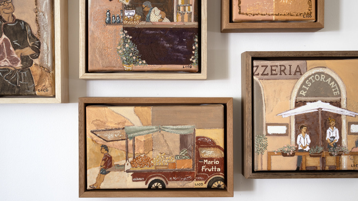 Pizzeria framed painting by artist Marissa Lico