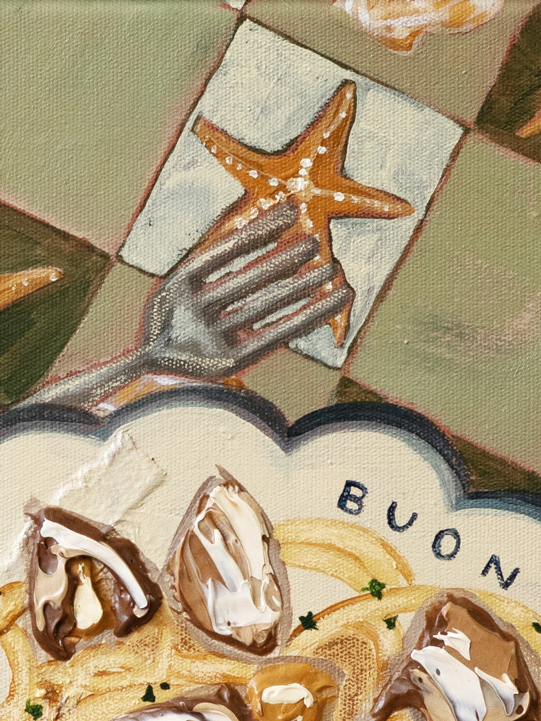 pasta by the sea original painting by marissa lico Buon appetito