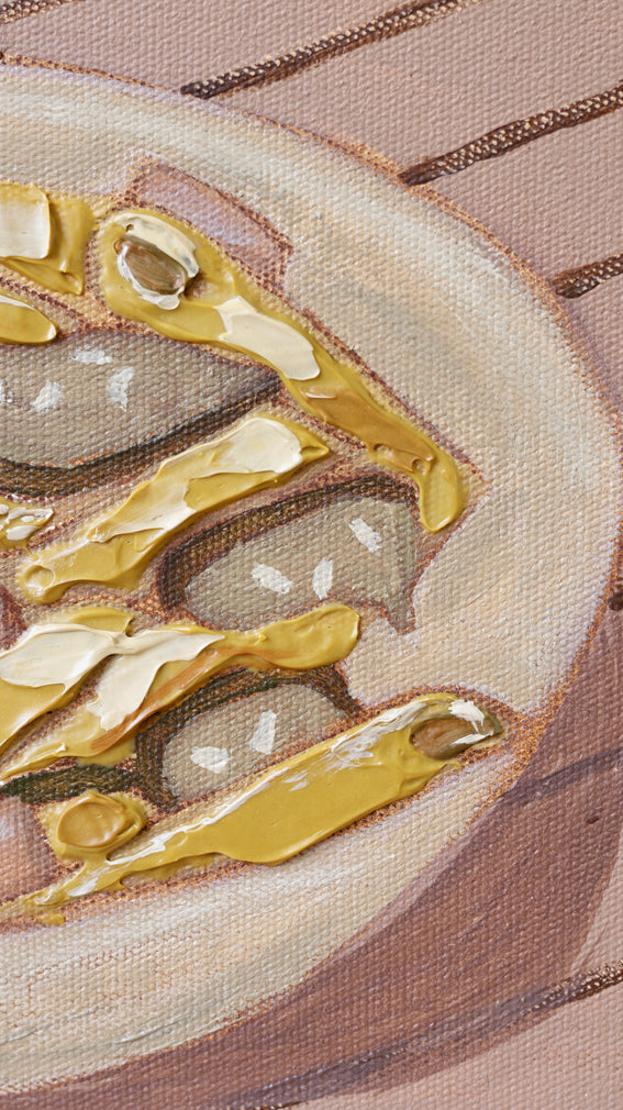 pasta di casa original painting of textured pasta on table with candles by marissa lico