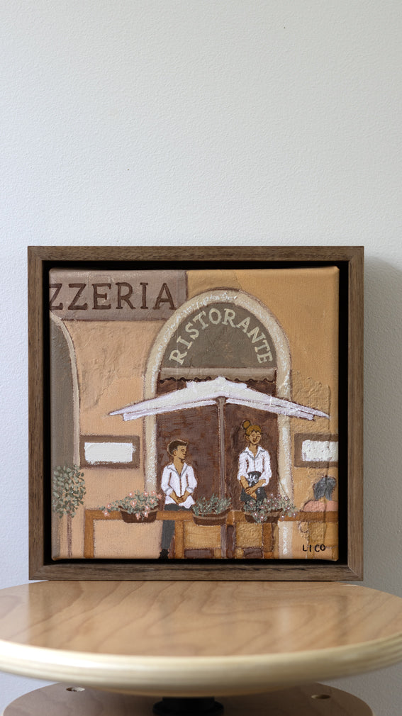 Pizzeria framed Italian painting by Marissa Lico