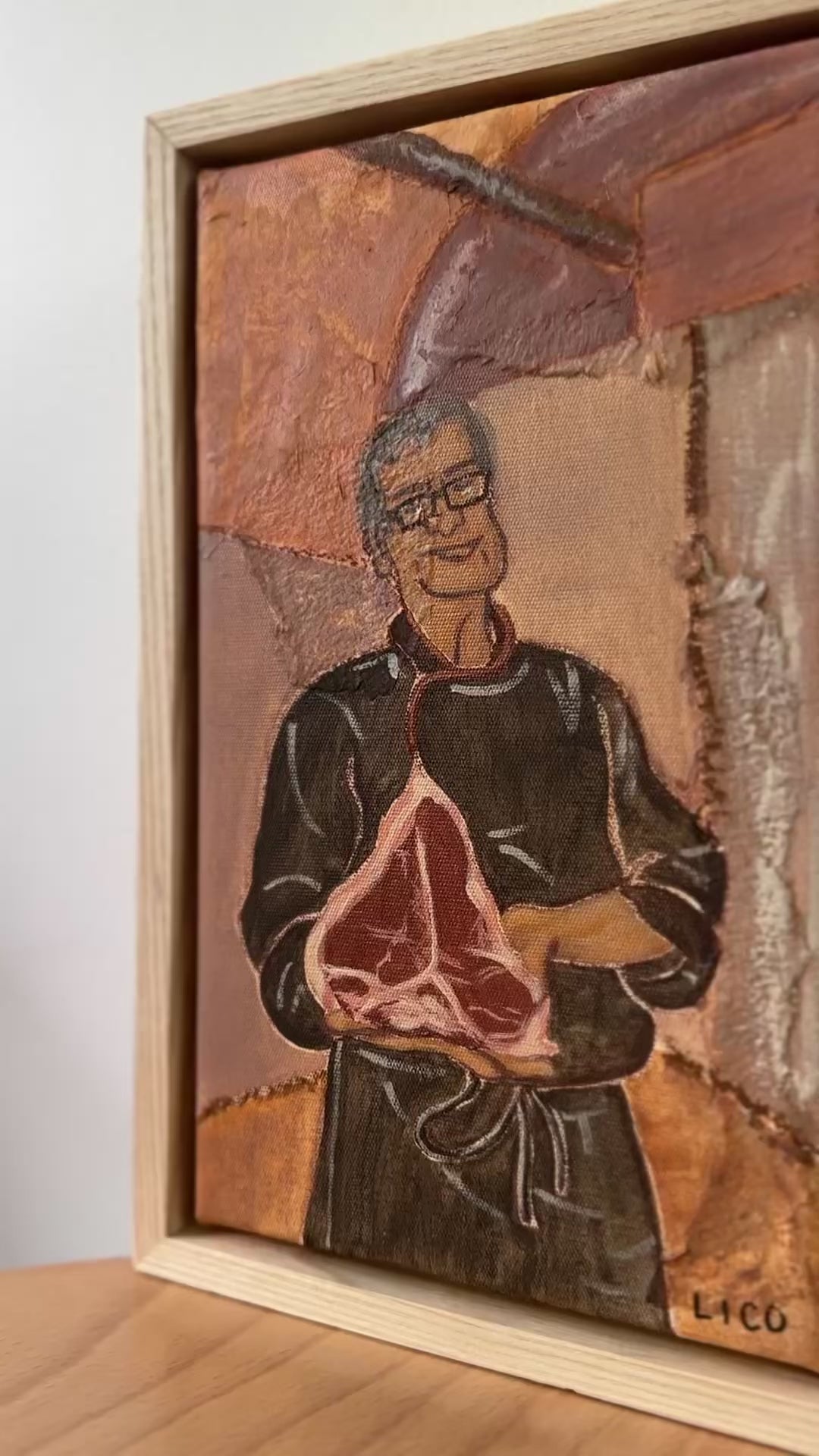 Florentine Steak video of Italian painting of chef with classic bistecca in florence by Marissa Lico