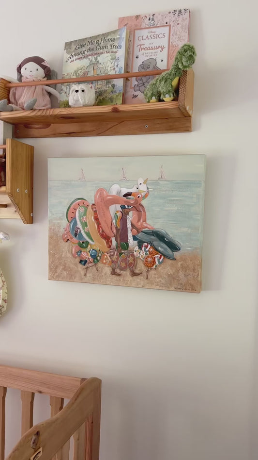 Beach Games original painting by Marissa Lico, displayed in a baby's nursery.