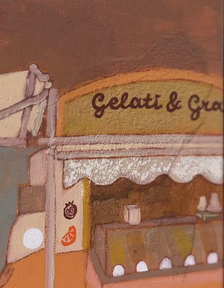 Gelateria fine art print by marissa lico, video of gelato painting details.