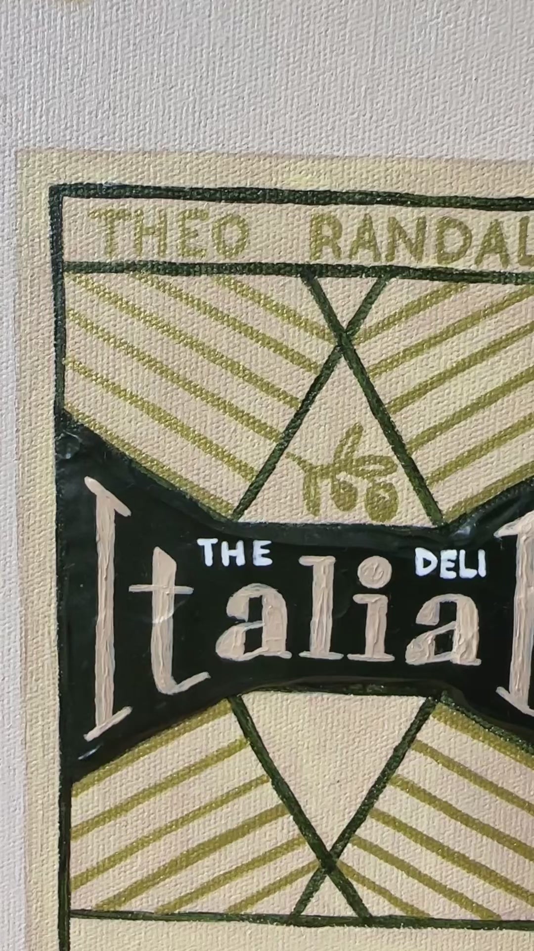 Italian original framed painting by Marissa Lico. Video of texture painting of Italian book by Theo Randall.