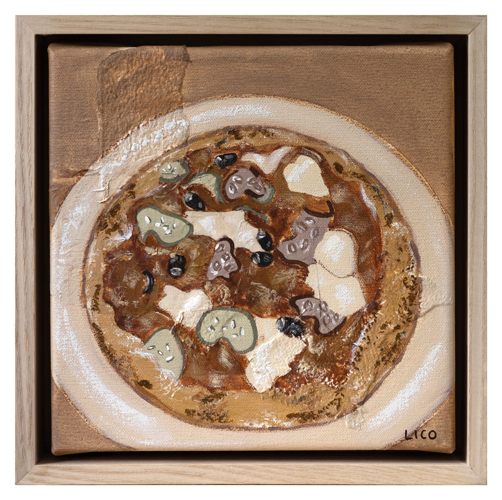 When In Italy framed painting of pizza by Marissa Lico