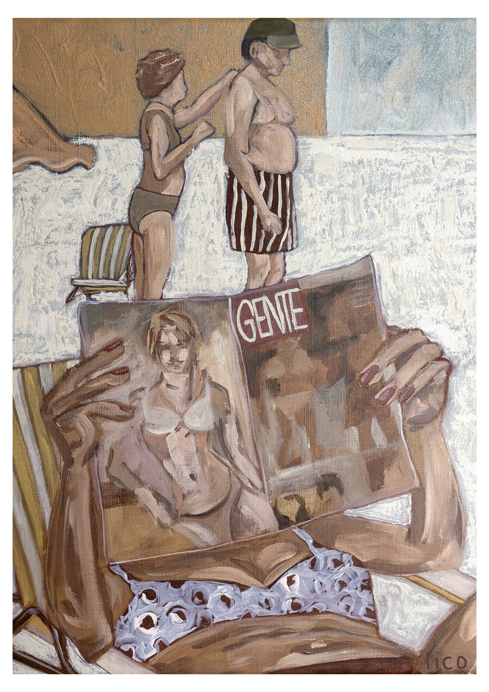 Gente - original Italian summer artwork by Marissa Lico, fine art print of coastal nostalgia and escapism.
