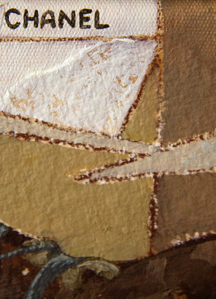 Horse Chanel wall art print by Marissa Lico. Close-up of a Chanel store in Florence with a textured surface and horse and cart.