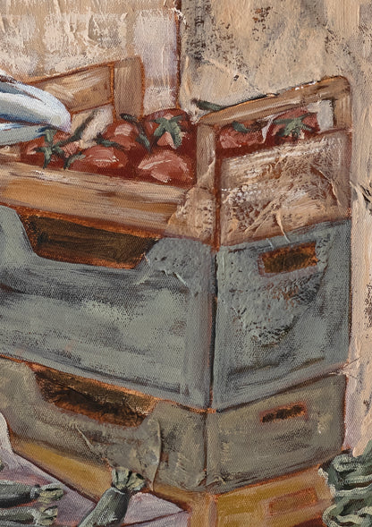 Close up fruit and vegetable market details of Mercato acrylic painting print by Marissa Lico