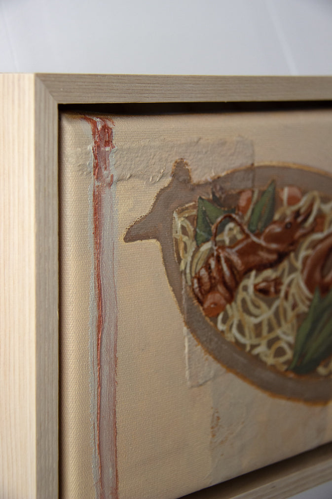 Lobster Linguine framed painting of linguine pasta by Marissa Lico