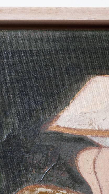pasta di casa original painting of pasta on table with candles by marissa lico, close up of textured lamp