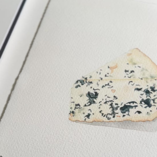 Gorgonzola cheese watercolour painting by Australian artist Marissa Lico.