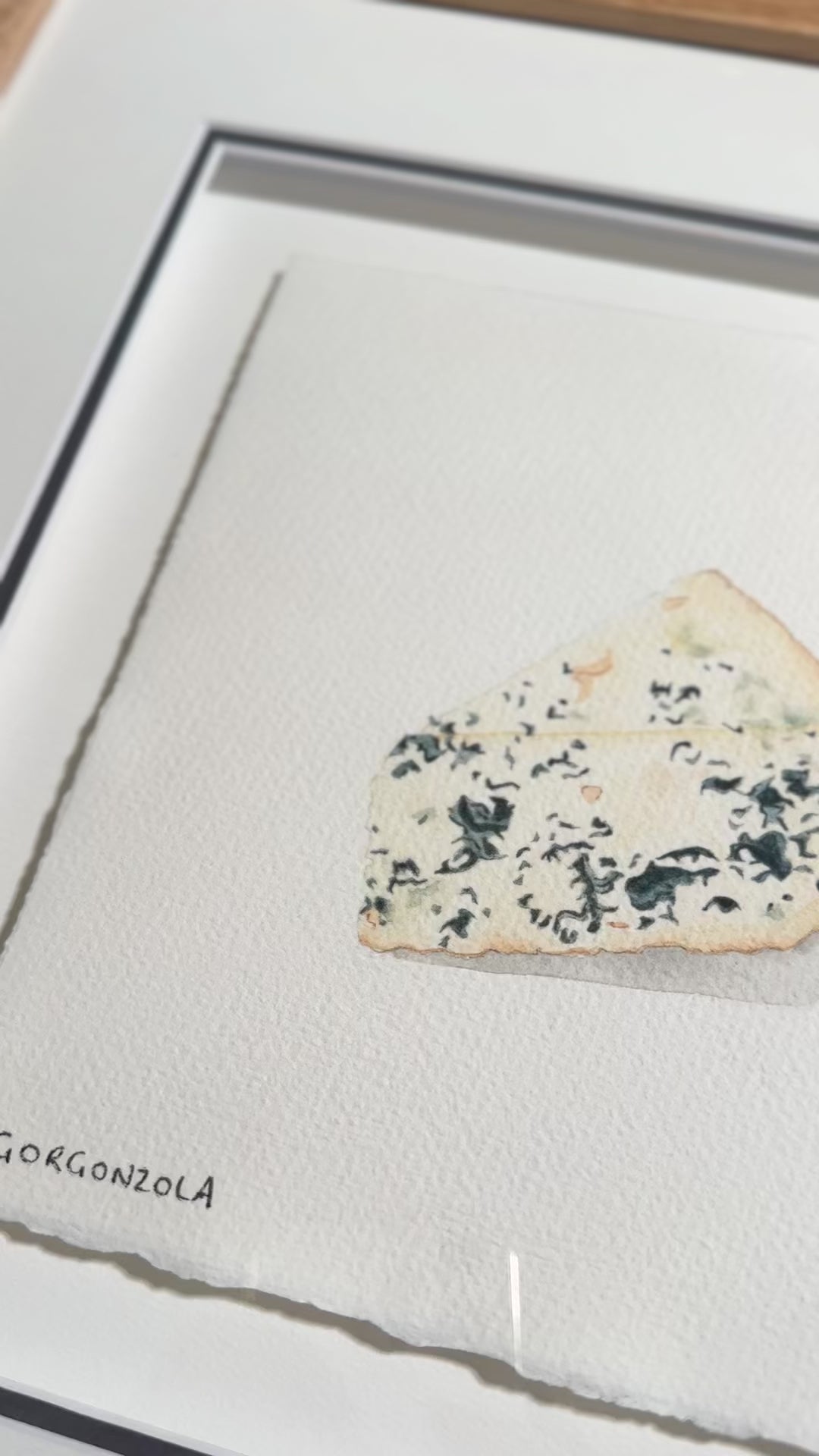 Gorgonzola cheese watercolour painting by Australian artist Marissa Lico.