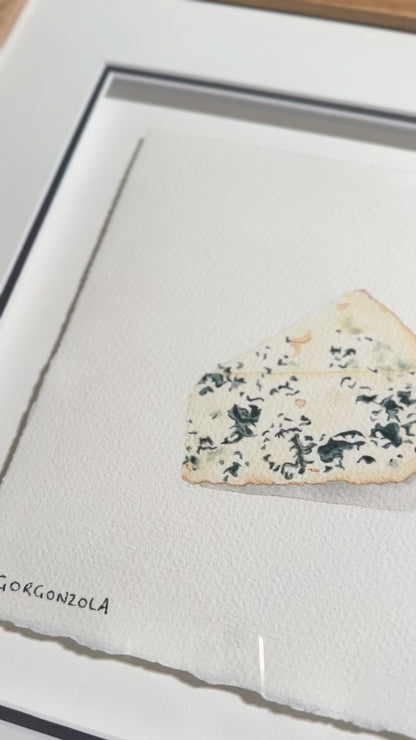 Gorgonzola cheese watercolour painting by Australian artist Marissa Lico.