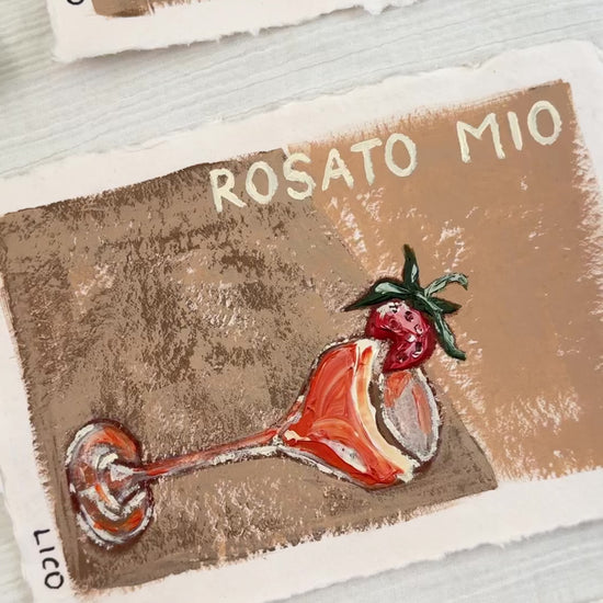 Rosato Mio Italian painting of rose wine cocktail by artist Marissa Lico