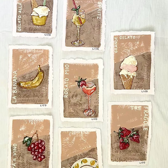 Rosato Mio Italian painting of rose wine cocktail by Marissa Lico