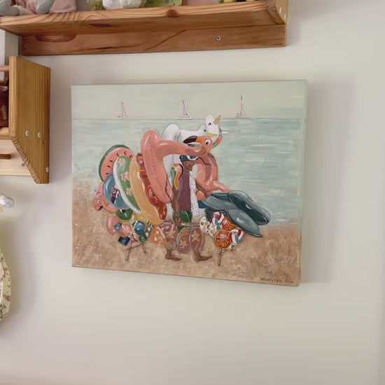 Beach Games original painting by Marissa Lico, displayed in a baby's nursery.