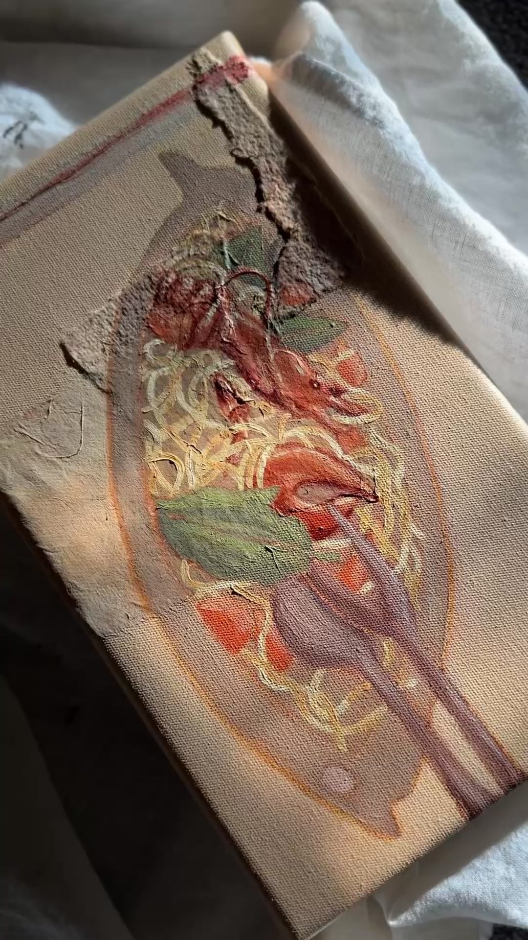 Lobster Linguine by Marissa Lico video of texture in the original framed painting