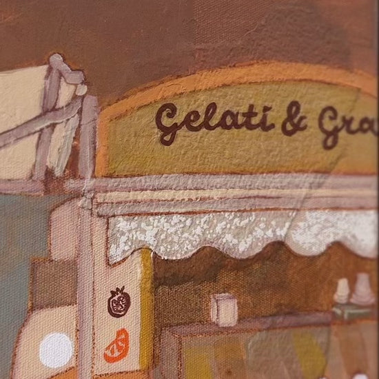 Gelateria fine art print by marissa lico, video of gelato painting details.