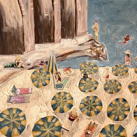 Video close up details of texture in Marissa Lico Amalfi beach painting reproduced as a high quality print.