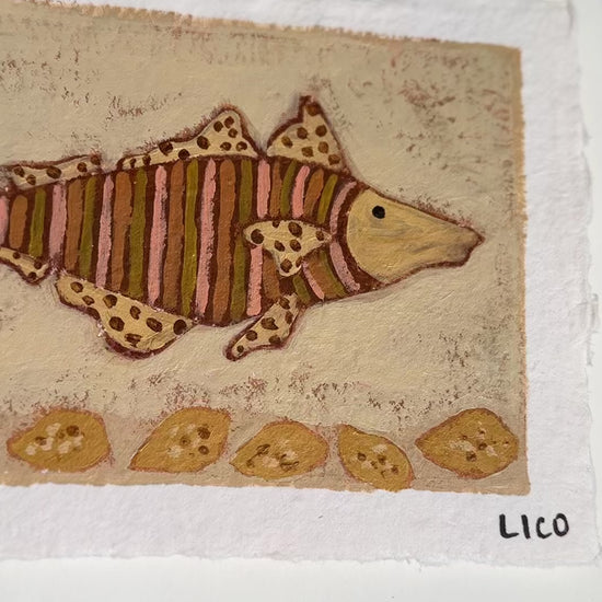 Framed fish 'sgombro' mackerel painting by Australian artist Marissa Lico.