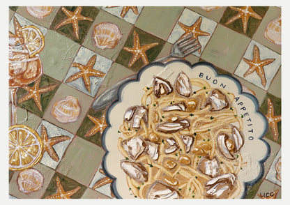 pasta by the sea art print by Marissa Lico
